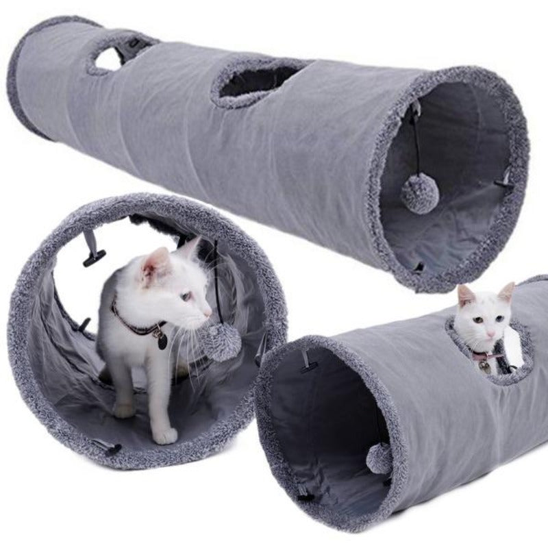 Cat Tunnel Toy - Collapsible With Ball And 2 Holes