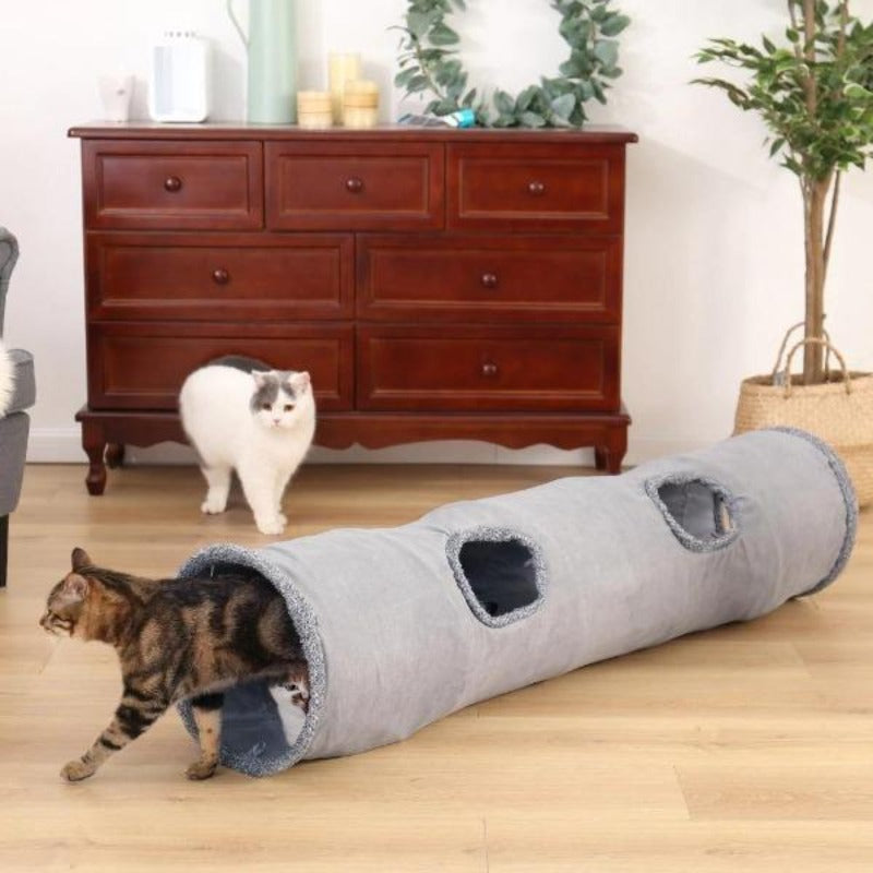 Cat Tunnel Toy - Collapsible With Ball And 2 Holes