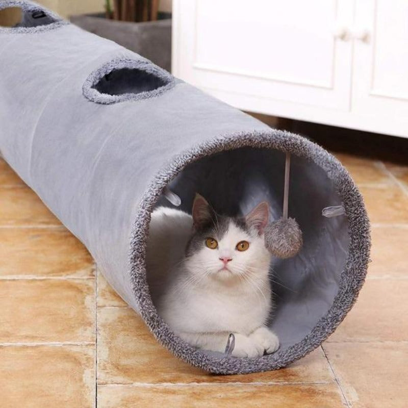 Cat Tunnel Toy - Collapsible With Ball And 2 Holes