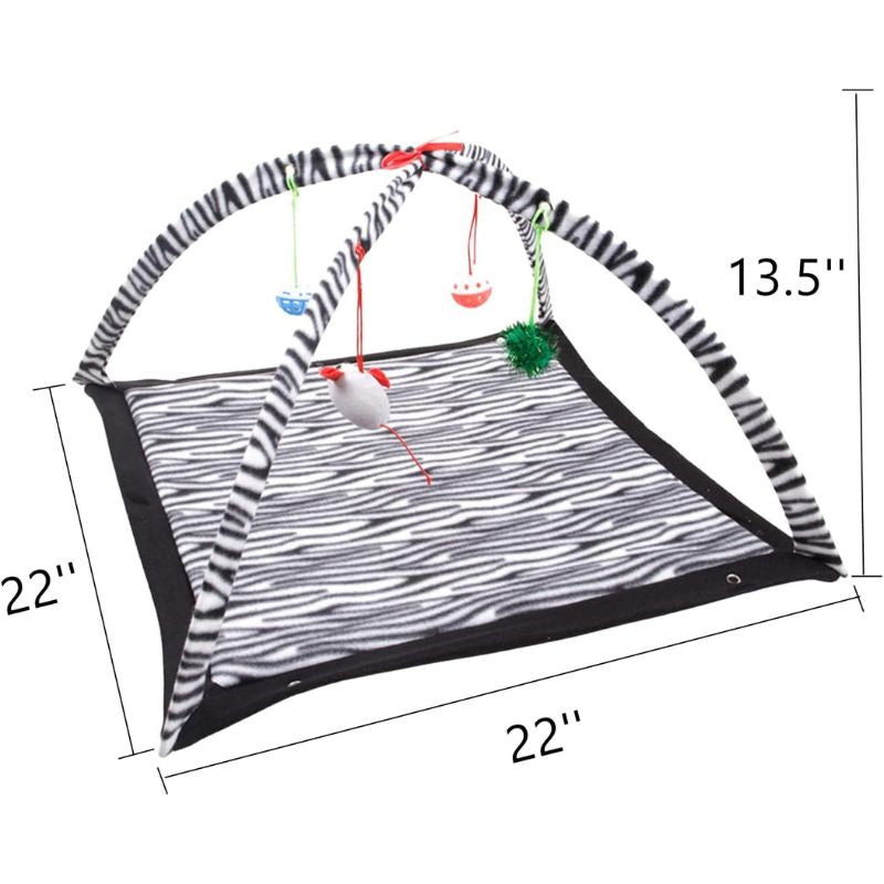Cat Activity Center Mat Tent With Hanging Toys
