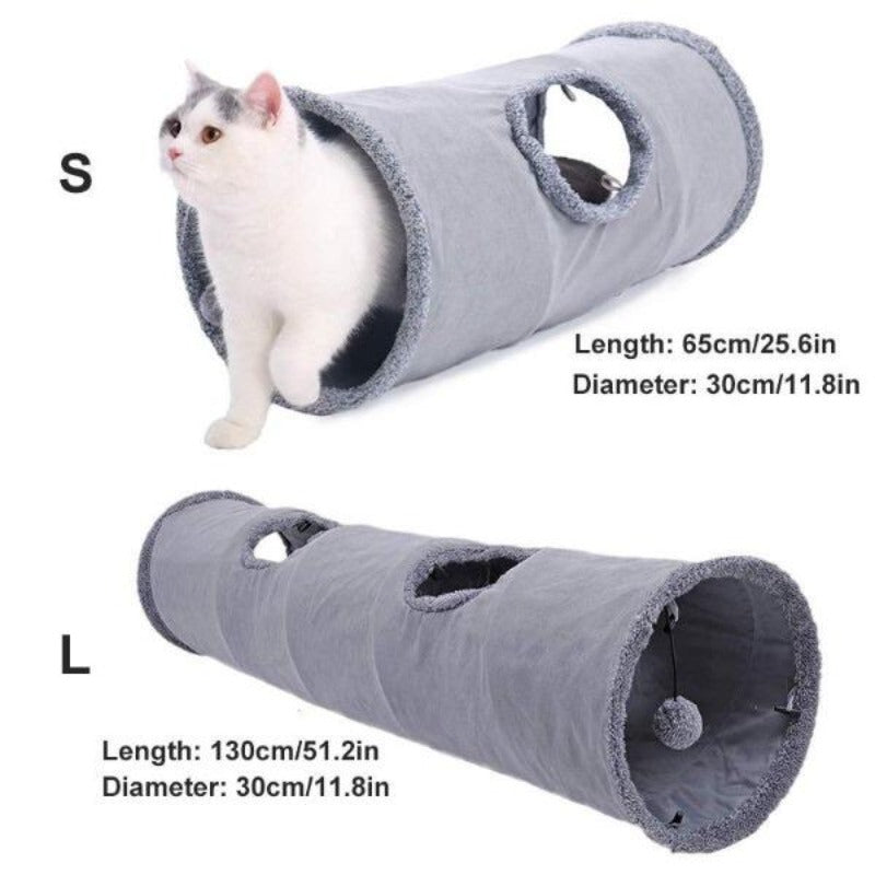 Cat Tunnel Toy - Collapsible With Ball And 2 Holes